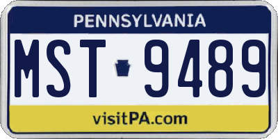 PA license plate MST9489