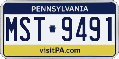 PA license plate MST9491