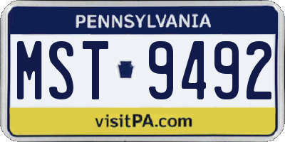 PA license plate MST9492