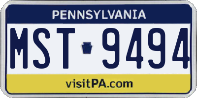 PA license plate MST9494