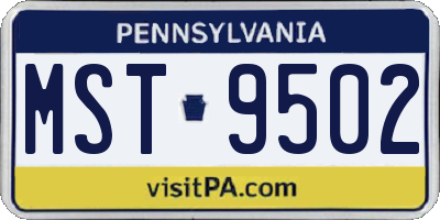 PA license plate MST9502