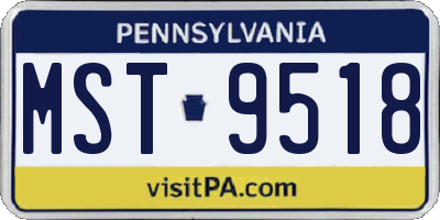 PA license plate MST9518