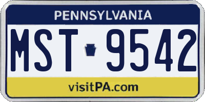 PA license plate MST9542
