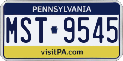 PA license plate MST9545