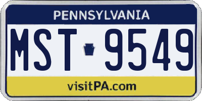 PA license plate MST9549