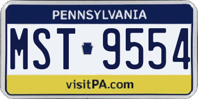 PA license plate MST9554