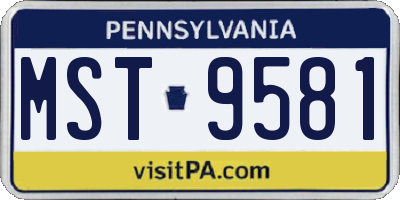 PA license plate MST9581