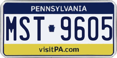 PA license plate MST9605
