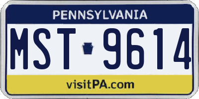 PA license plate MST9614
