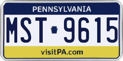 PA license plate MST9615