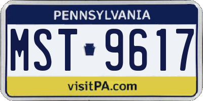 PA license plate MST9617