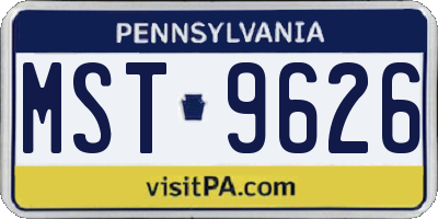 PA license plate MST9626