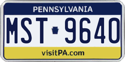 PA license plate MST9640