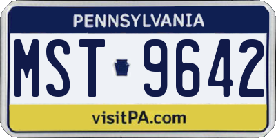 PA license plate MST9642