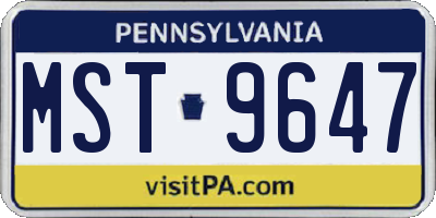 PA license plate MST9647