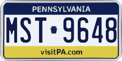 PA license plate MST9648