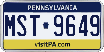 PA license plate MST9649