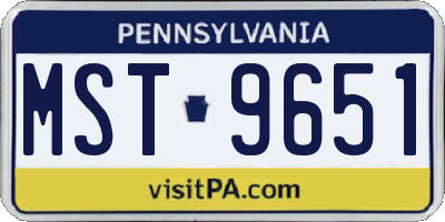 PA license plate MST9651