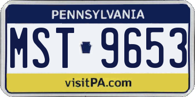 PA license plate MST9653