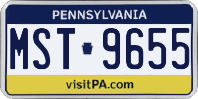 PA license plate MST9655