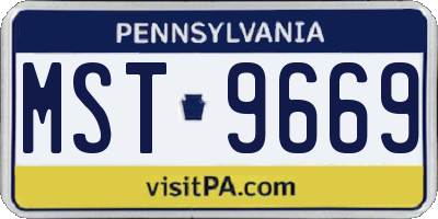 PA license plate MST9669