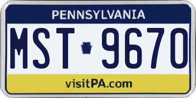 PA license plate MST9670
