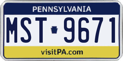 PA license plate MST9671