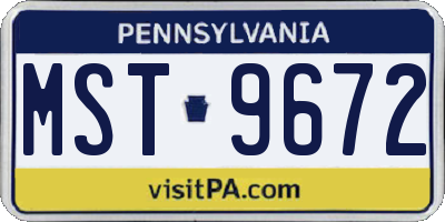 PA license plate MST9672