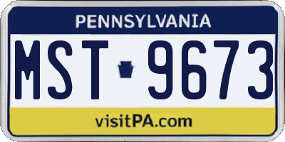 PA license plate MST9673