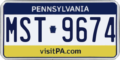 PA license plate MST9674
