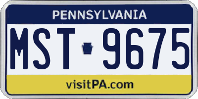 PA license plate MST9675