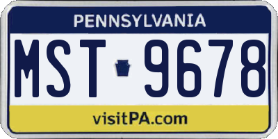 PA license plate MST9678
