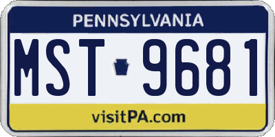 PA license plate MST9681