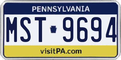 PA license plate MST9694
