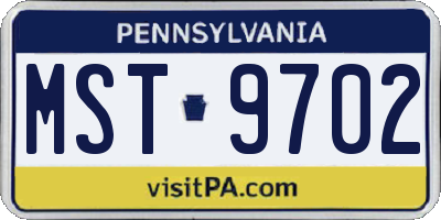 PA license plate MST9702
