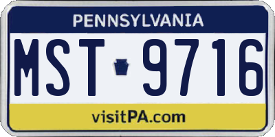 PA license plate MST9716