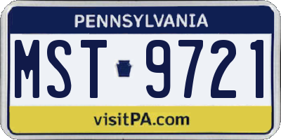 PA license plate MST9721