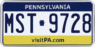 PA license plate MST9728