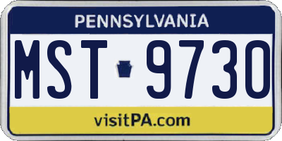 PA license plate MST9730