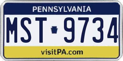 PA license plate MST9734