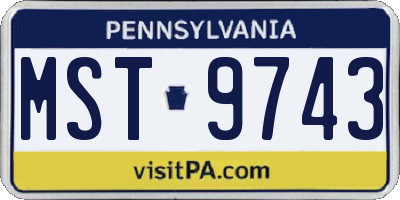 PA license plate MST9743