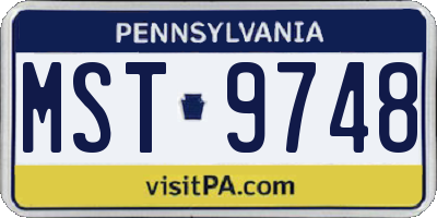 PA license plate MST9748