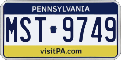 PA license plate MST9749
