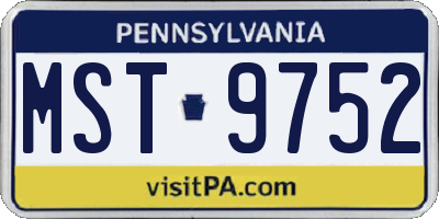 PA license plate MST9752