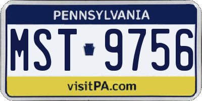 PA license plate MST9756