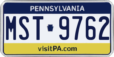 PA license plate MST9762