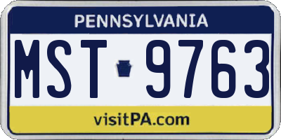PA license plate MST9763