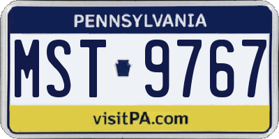 PA license plate MST9767