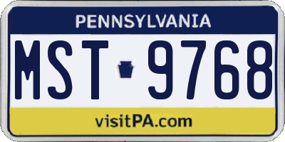 PA license plate MST9768