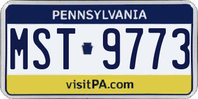 PA license plate MST9773